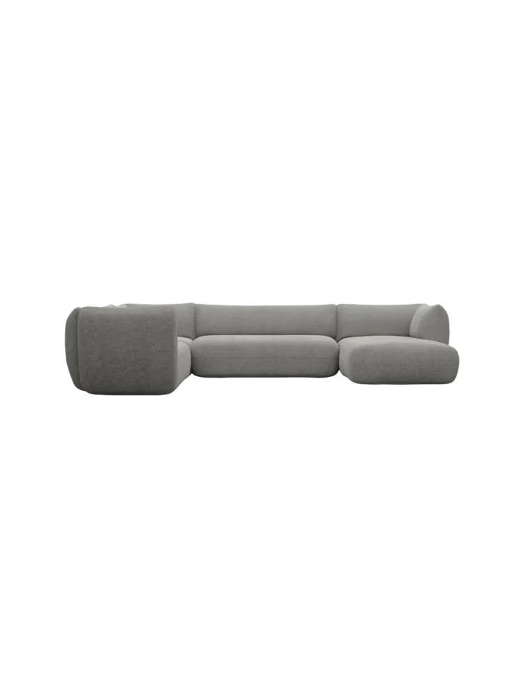 7-Sitzer Design Panorama-Sofa „Savoy XXL“ mit Strukturstoff-Bezug Strukturstoff Grau BLOOMINGLOFT Collection