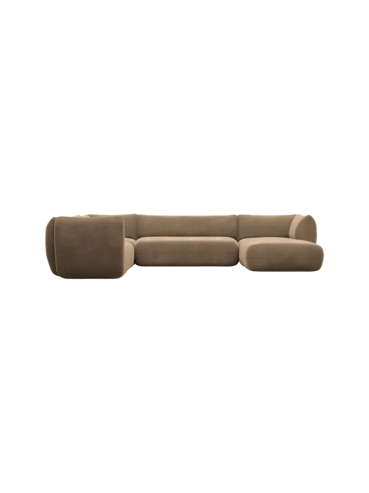 7-Sitzer Design Panorama-Sofa „Savoy XXL“ mit Samtbezug Samtbezug Braun BLOOMINGLOFT Collection