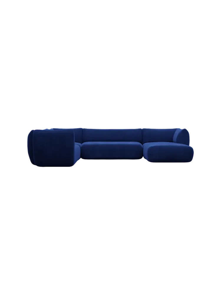 7-Sitzer Design Panorama-Sofa „Savoy XXL“ mit Samtbezug Samtbezug Königsblau BLOOMINGLOFT Collection
