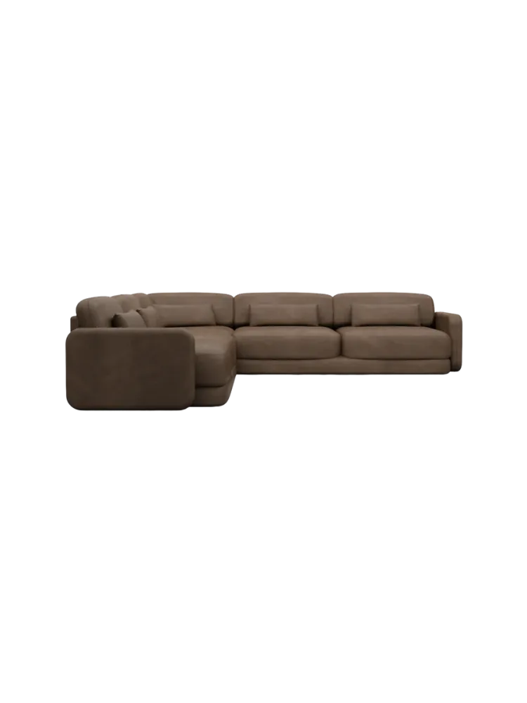 5-Sitzer Design Echtleder Ecksofa „Twiga“ Echtleder Dark Brown BLOOMINGLOFT Collection