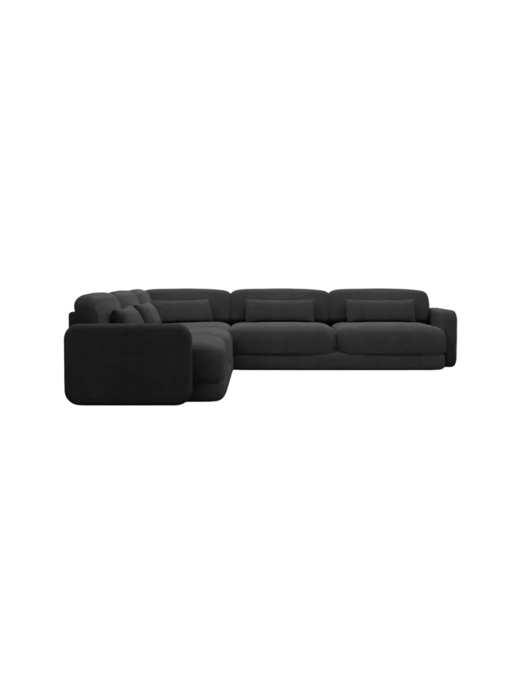 5-Sitzer Design Ecksofa „Twiga“ mit Strukturstoff-Bezug Strukturstoff Schwarz BLOOMINGLOFT Collection