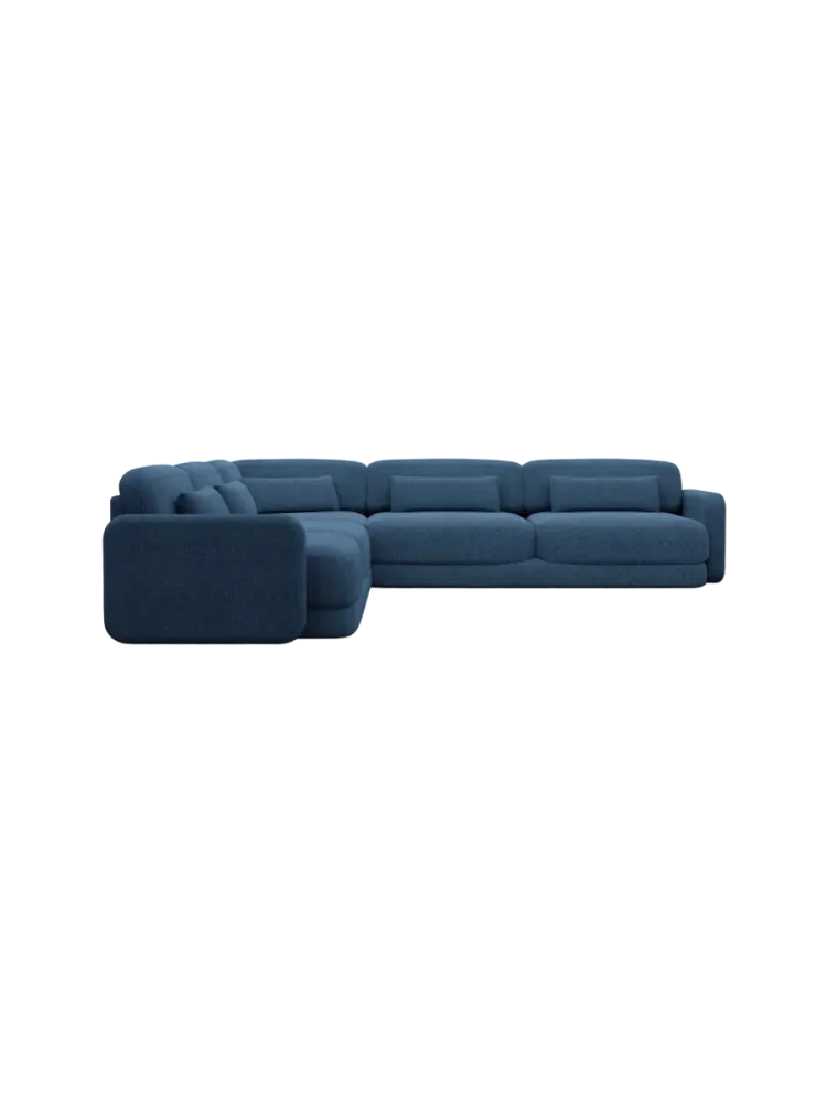 5-Sitzer Design Ecksofa „Twiga“ mit Strukturstoff-Bezug Strukturstoff Dunkelblau BLOOMINGLOFT Collection