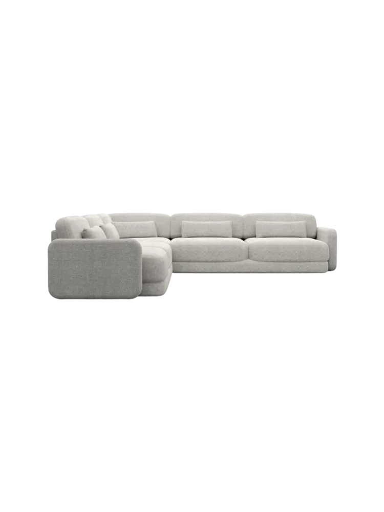 5-Sitzer Design Ecksofa „Twiga“ mit Strukturstoff-Bezug Strukturstoff Hellgrau BLOOMINGLOFT Collection