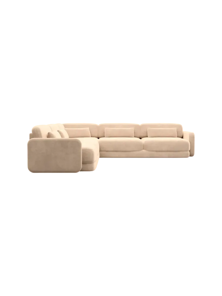 5-Sitzer Design Ecksofa „Twiga“ mit Samtbezug Samtbezug Beige BLOOMINGLOFT Collection