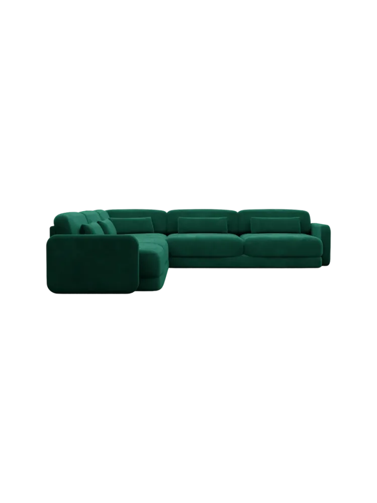 5-Sitzer Design Ecksofa „Twiga“ mit Samtbezug Samtbezug Grün BLOOMINGLOFT Collection