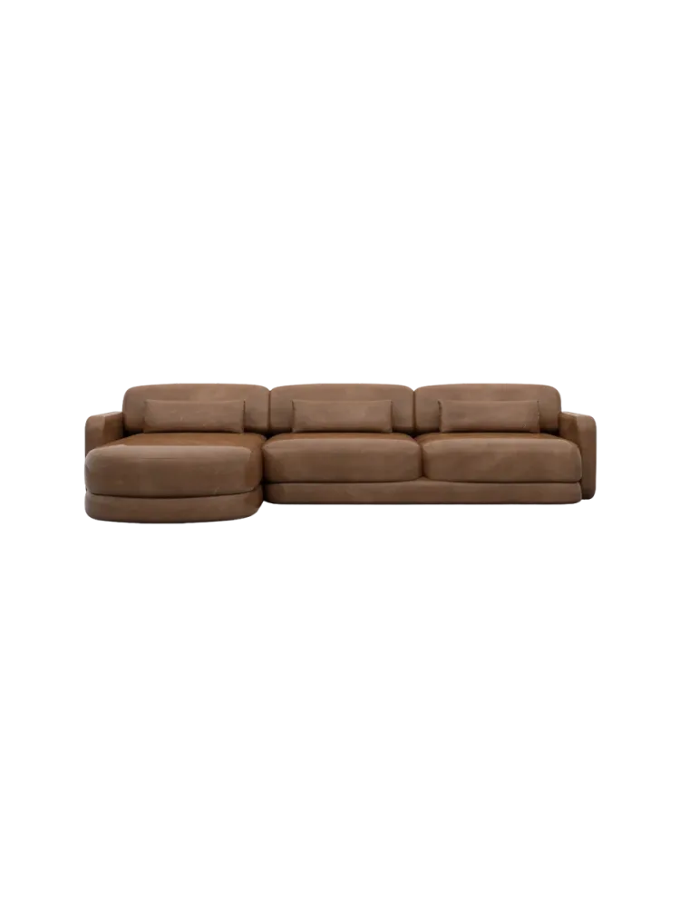 4-Sitzer Design Echtleder Ecksofa „Twiga“ Echtleder Choco Brown BLOOMINGLOFT Collection