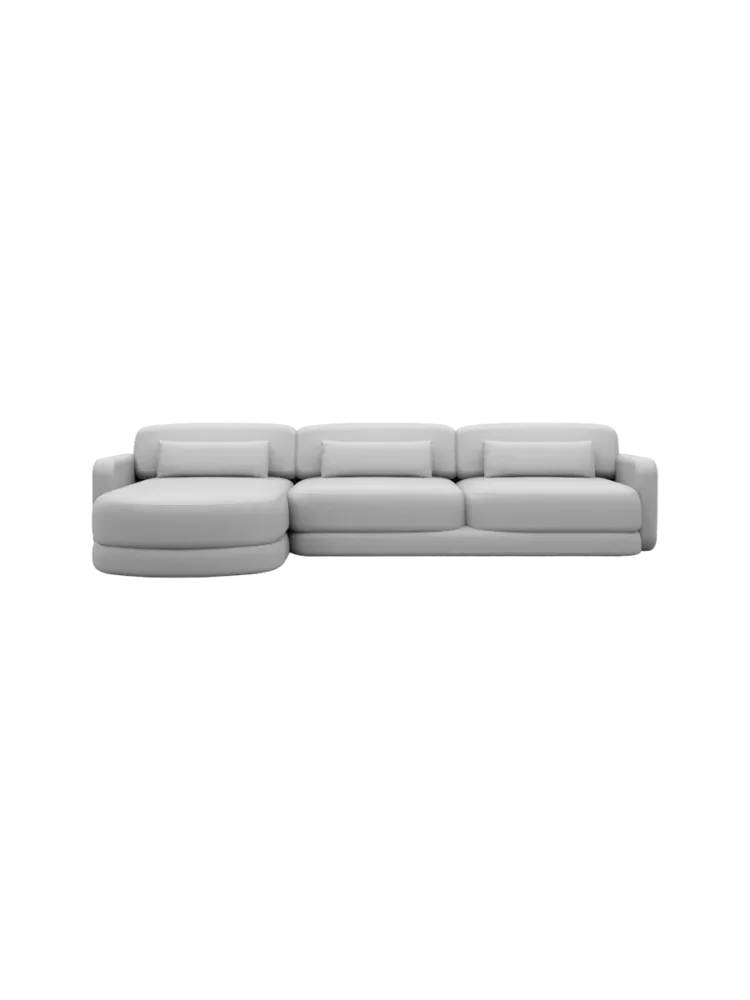 4-Sitzer Design Echtleder Ecksofa „Twiga“ Echtleder Light Grey BLOOMINGLOFT Collection