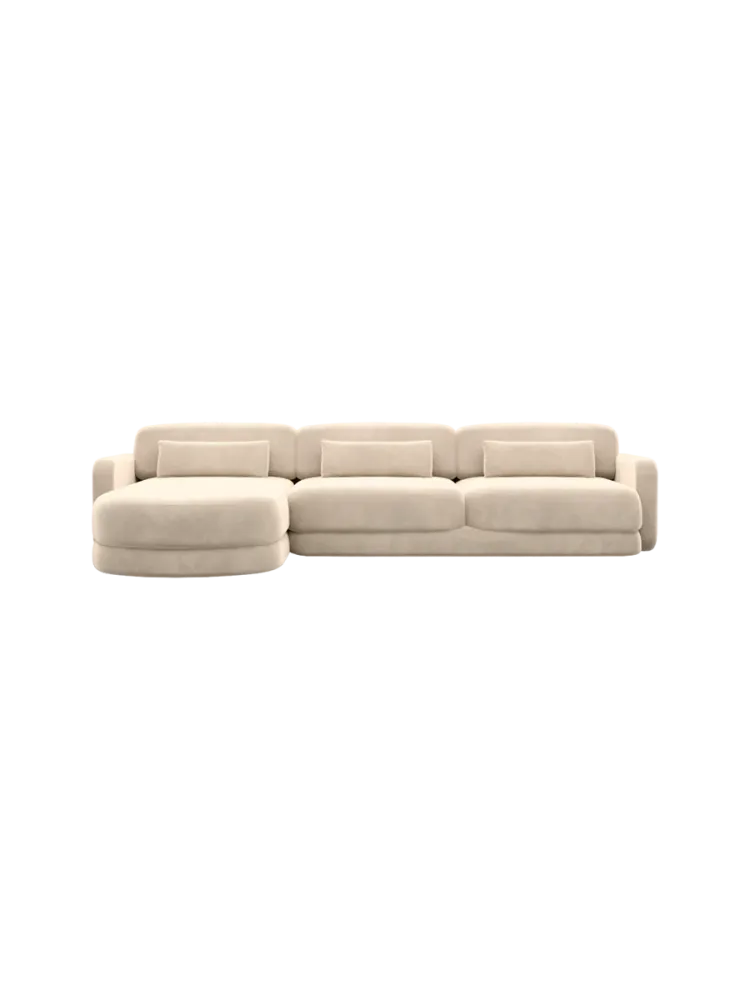 4-Sitzer Design Ecksofa „Twiga“ mit Samtbezug Samtbezug Sand BLOOMINGLOFT Collection