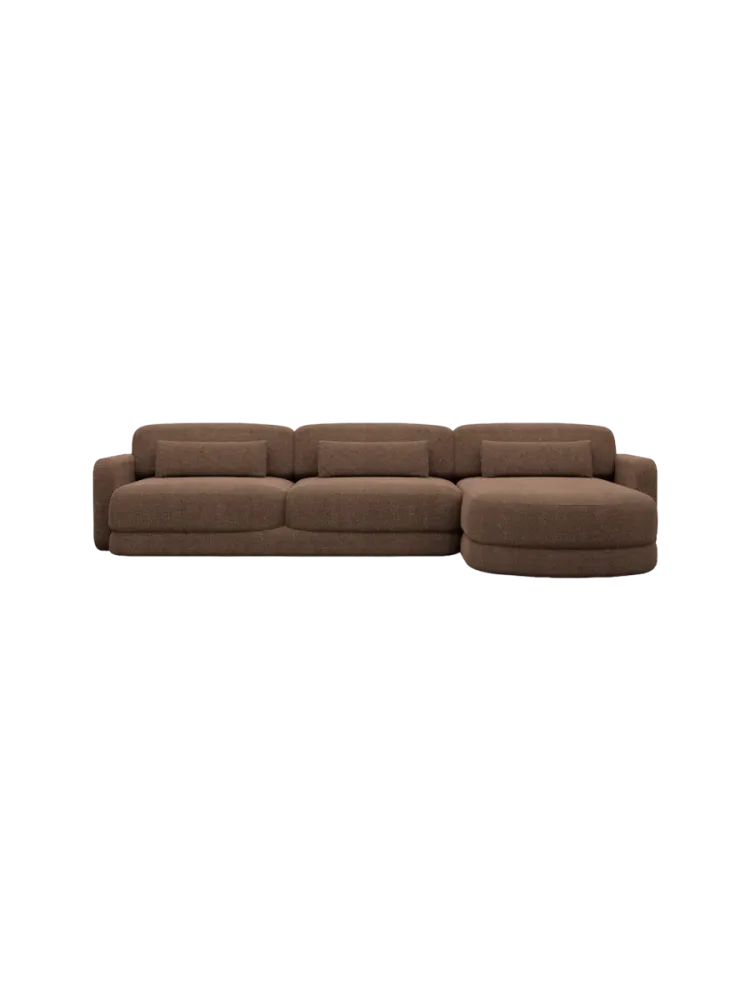 4-Sitzer Design Ecksofa „Twiga“ mit Strukturstoff-Bezug Strukturstoff Braun BLOOMINGLOFT Collection