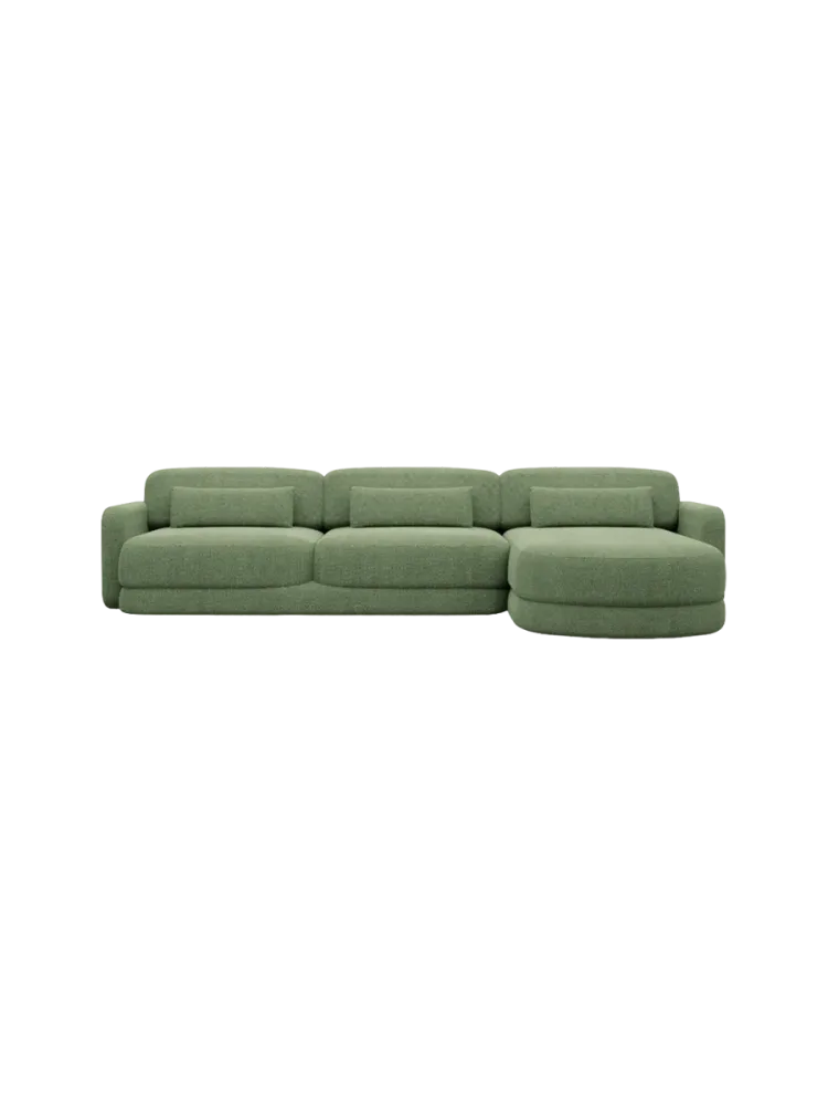 4-Sitzer Design Ecksofa „Twiga“ mit Strukturstoff-Bezug Strukturstoff Grün BLOOMINGLOFT Collection