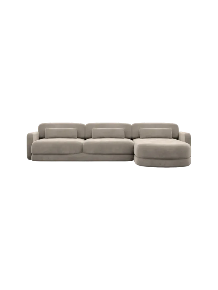 4-Sitzer Design Ecksofa „Twiga“ mit Samtbezug Samtbezug Beige dunkel BLOOMINGLOFT Collection