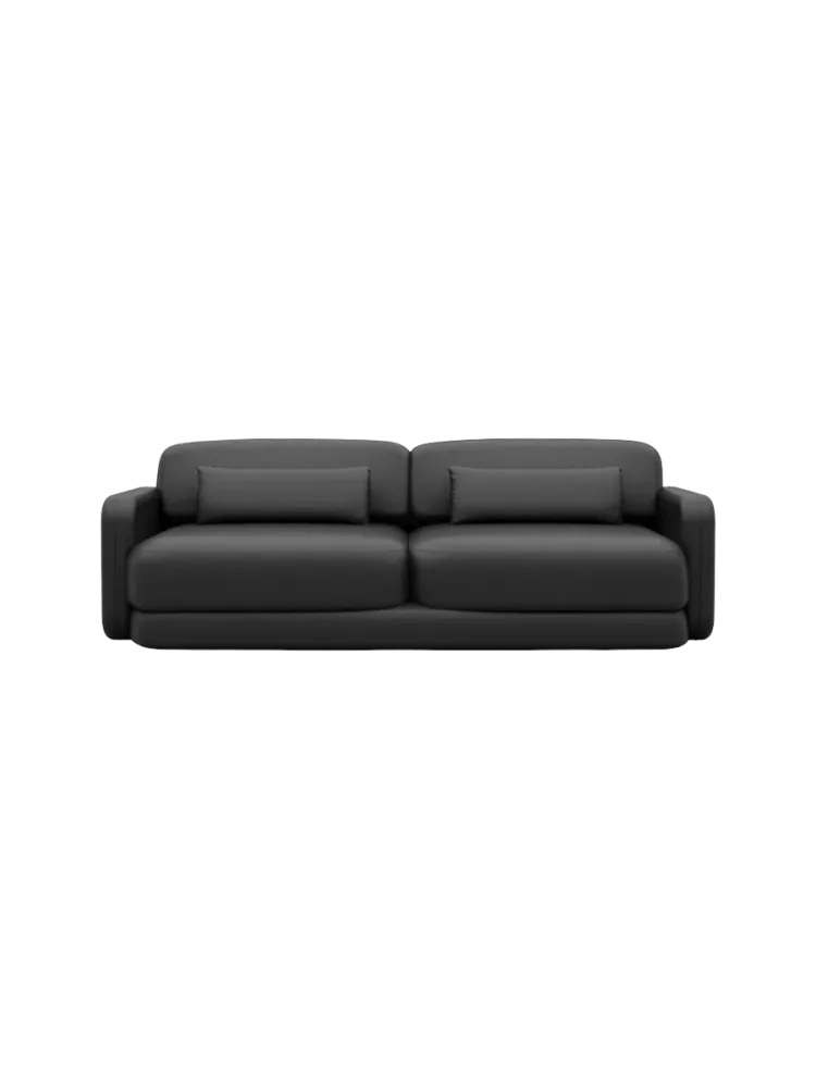 2-Sitzer Design Echtleder Sofa „Twiga“ Echtleder Schwarz BLOOMINGLOFT Collection