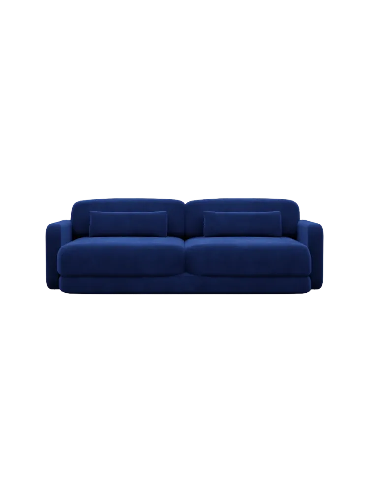 2-Sitzer Design Sofa „Twiga“ mit Samtbezug Samtbezug Königsblau BLOOMINGLOFT Collection