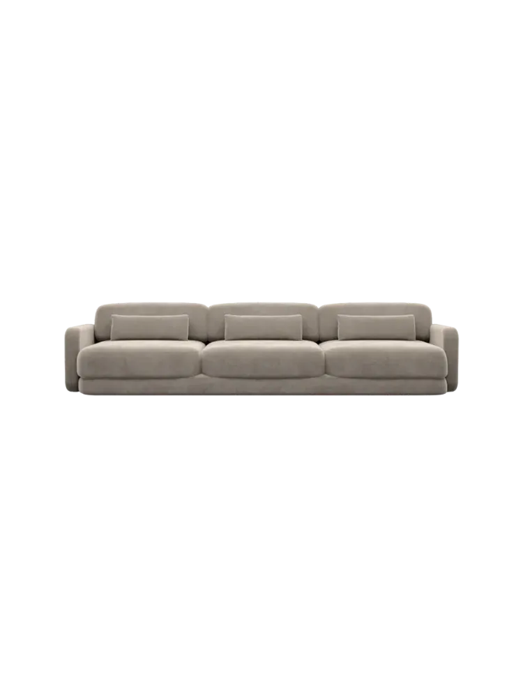 3-Sitzer Design Sofa „Twiga“ mit Samtbezug Samtbezug Beige dunkel BLOOMINGLOFT Collection