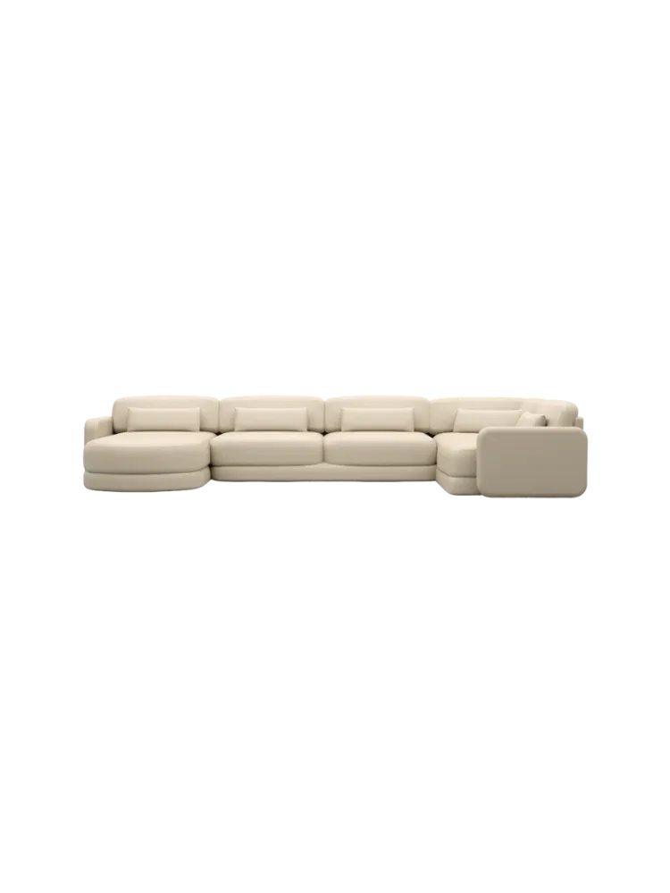 6-Sitzer Design Echtleder Panorama-Sofa „Twiga XL“ Echtleder Beige BLOOMINGLOFT Collection