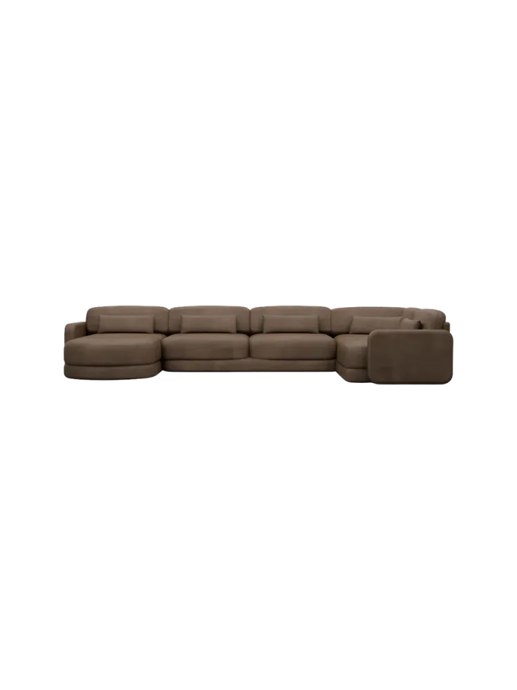 6-Sitzer Design Echtleder Panorama-Sofa „Twiga XL“ Echtleder Dark Brown BLOOMINGLOFT Collection