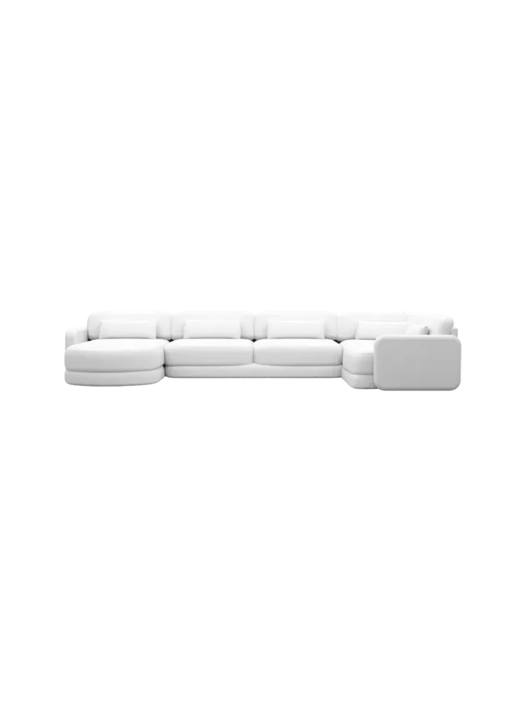 6-Sitzer Design Echtleder Panorama-Sofa „Twiga XL“ Echtleder White BLOOMINGLOFT Collection