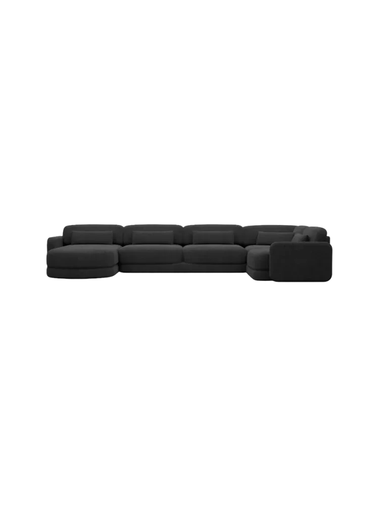6-Sitzer Design Panorama-Sofa „Twiga XL“ mit Strukturstoff-Bezug Strukturstoff Schwarz BLOOMINGLOFT Collection