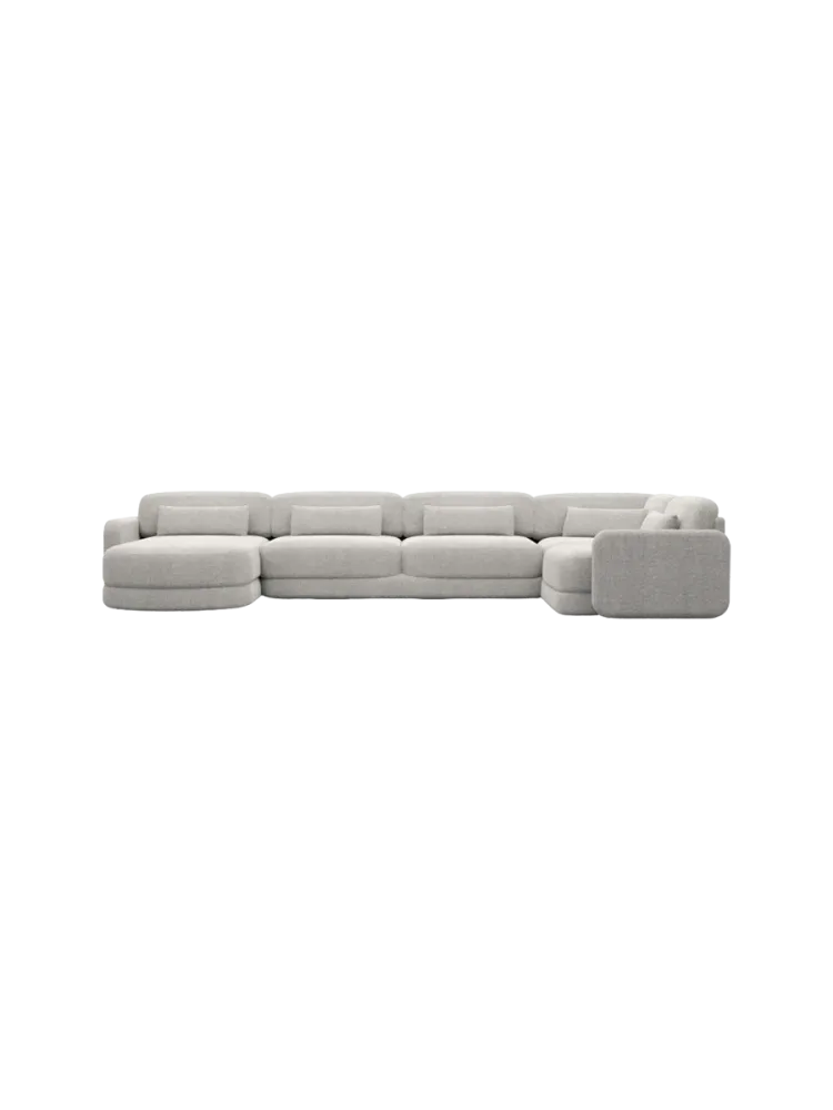 6-Sitzer Design Panorama-Sofa „Twiga XL“ mit Strukturstoff-Bezug Strukturstoff Hellgrau BLOOMINGLOFT Collection