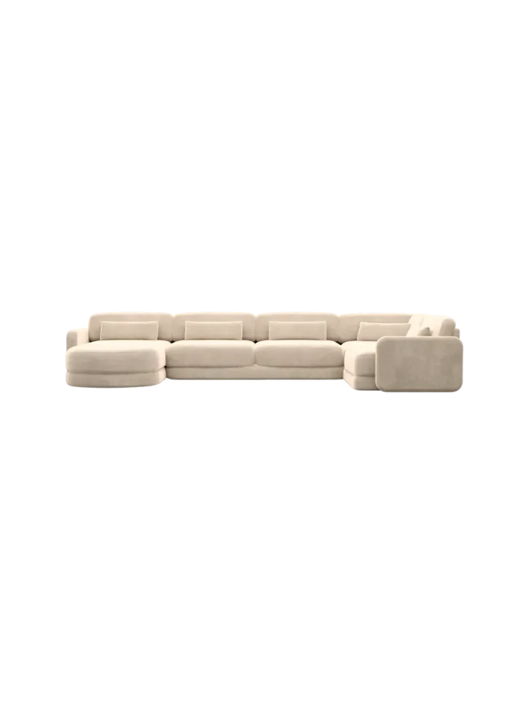 6-Sitzer Design Panorama-Sofa „Twiga XL“ mit Samtbezug Samtbezug Cream BLOOMINGLOFT Collection