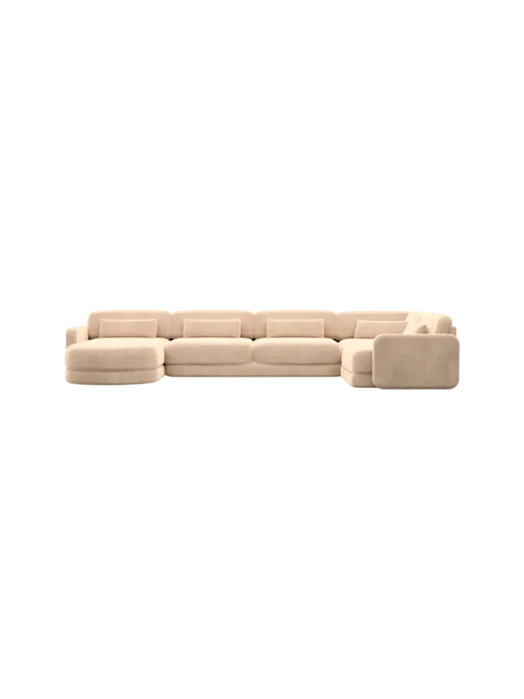 6-Sitzer Design Panorama-Sofa „Twiga XL“ mit Samtbezug Samtbezug Beige BLOOMINGLOFT Collection