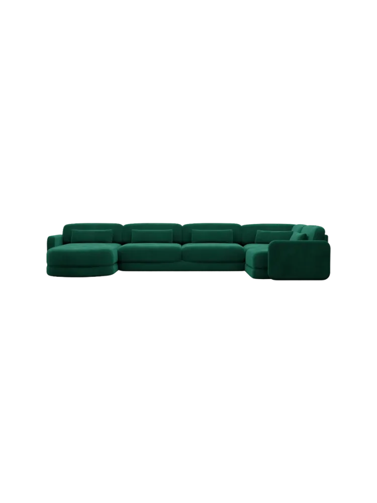 6-Sitzer Design Panorama-Sofa „Twiga XL“ mit Samtbezug Samtbezug Grün BLOOMINGLOFT Collection