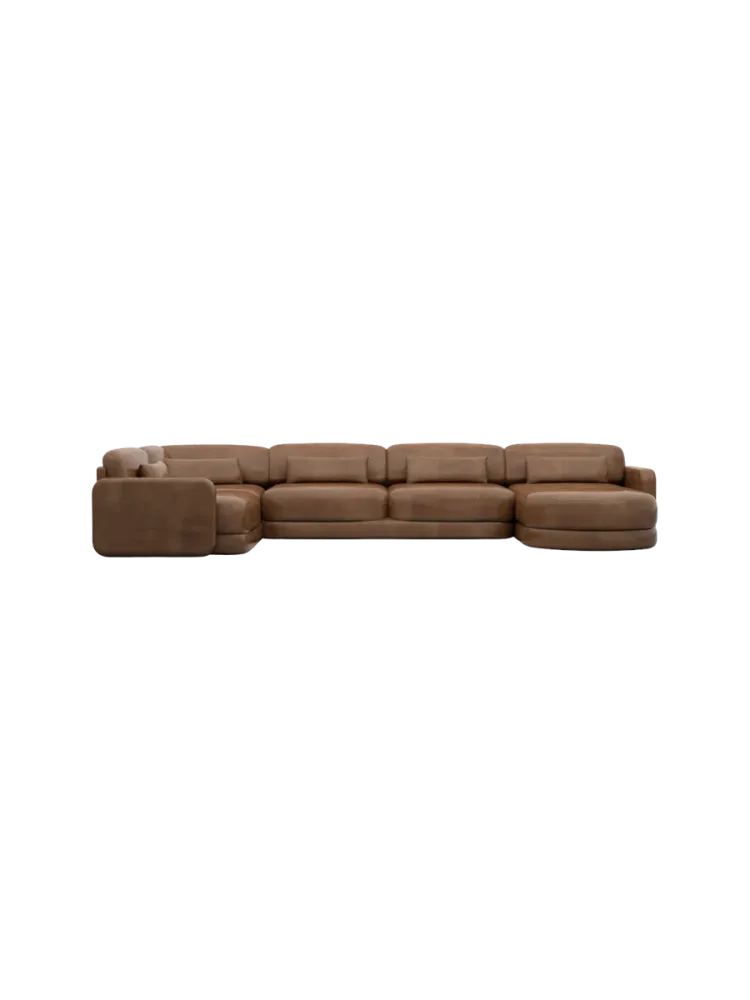 6-Sitzer Design Echtleder Panorama-Sofa „Twiga XL“ Echtleder Choco Brown BLOOMINGLOFT Collection