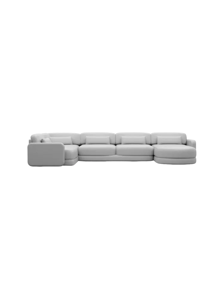 6-Sitzer Design Echtleder Panorama-Sofa „Twiga XL“ Echtleder Light Grey BLOOMINGLOFT Collection