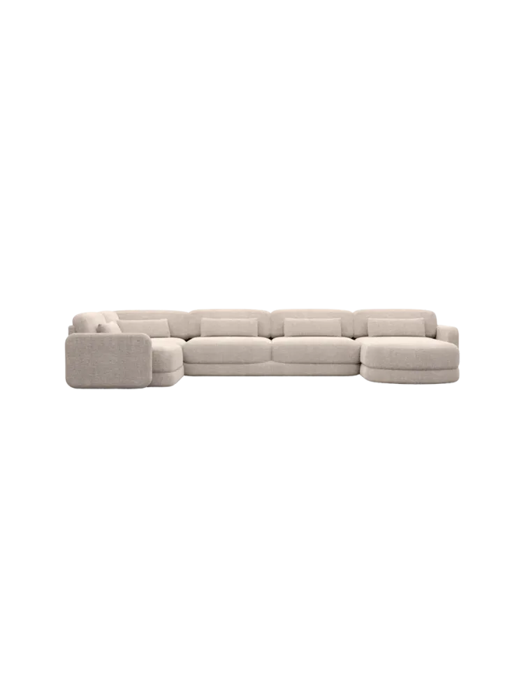 6-Sitzer Design Panorama-Sofa „Twiga XL“ mit Strukturstoff-Bezug Strukturstoff Beige BLOOMINGLOFT Collection