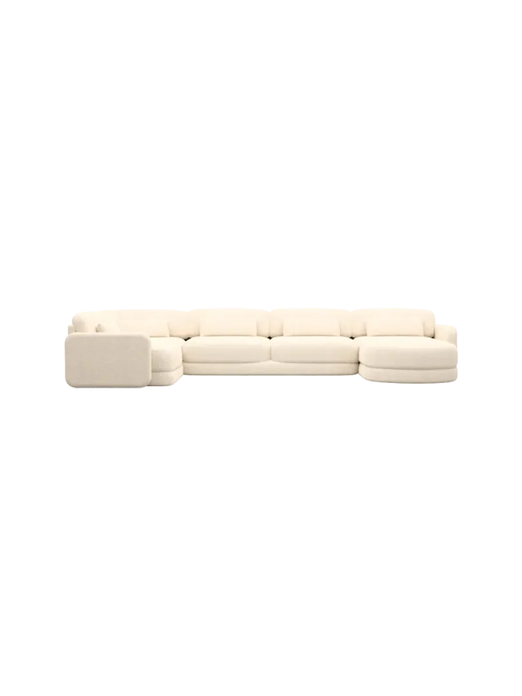 6-Sitzer Design Panorama-Sofa „Twiga XL“ mit Strukturstoff-Bezug Strukturstoff Cream BLOOMINGLOFT Collection