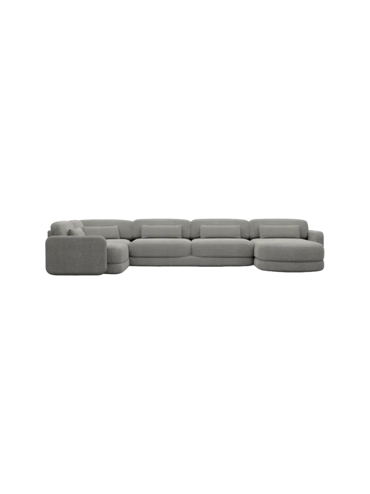 6-Sitzer Design Panorama-Sofa „Twiga XL“ mit Strukturstoff-Bezug Strukturstoff Grau BLOOMINGLOFT Collection