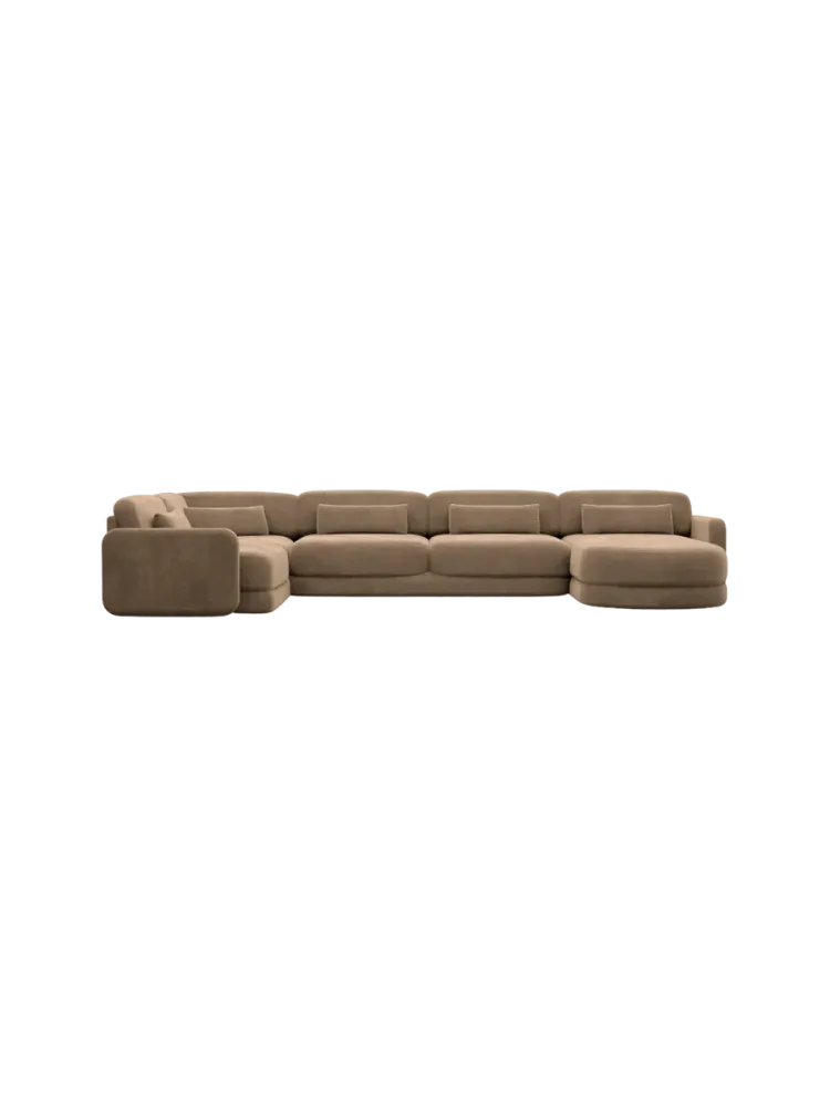 6-Sitzer Design Panorama-Sofa „Twiga XL“ mit Samtbezug Samtbezug Braun BLOOMINGLOFT Collection