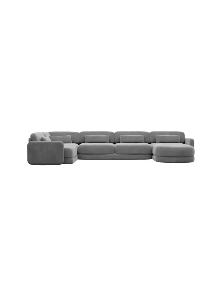6-Sitzer Design Panorama-Sofa „Twiga XL“ mit Samtbezug Samtbezug Dunkelgrau BLOOMINGLOFT Collection
