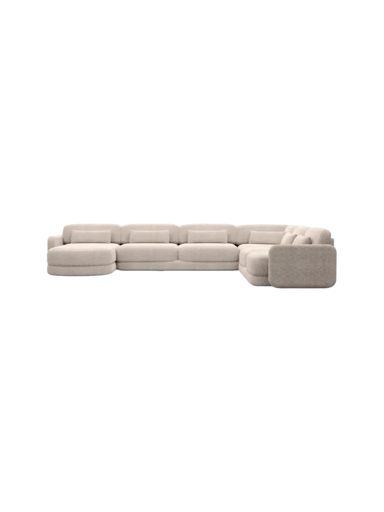 7-Sitzer Design Panorama-Sofa „Twiga XXL“ mit Strukturstoff-Bezug Strukturstoff Beige BLOOMINGLOFT Collection