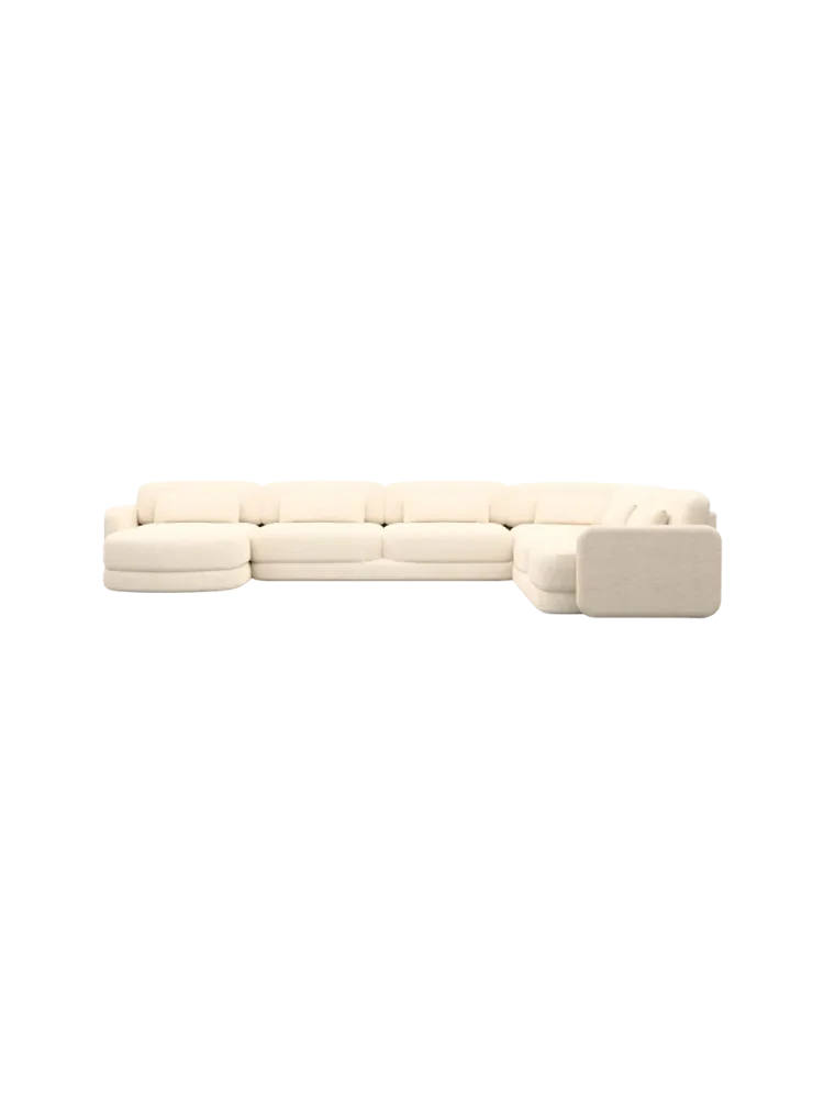 7-Sitzer Design Panorama-Sofa „Twiga XXL“ mit Strukturstoff-Bezug Strukturstoff Cream BLOOMINGLOFT Collection
