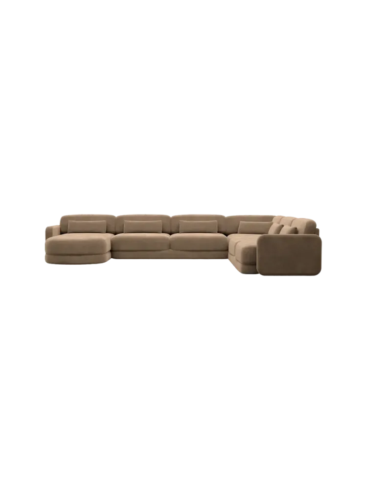 7-Sitzer Design Panorama-Sofa „Twiga XXL“ mit Samtbezug Samtbezug Braun BLOOMINGLOFT Collection