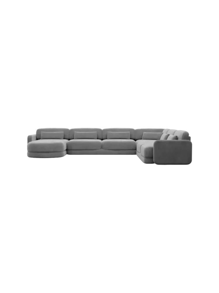 7-Sitzer Design Panorama-Sofa „Twiga XXL“ mit Samtbezug Samtbezug Dunkelgrau BLOOMINGLOFT Collection