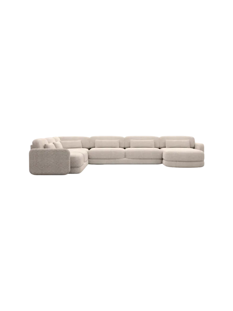 7-Sitzer Design Panorama-Sofa „Twiga XXL“ mit Strukturstoff-Bezug Strukturstoff Beige BLOOMINGLOFT Collection