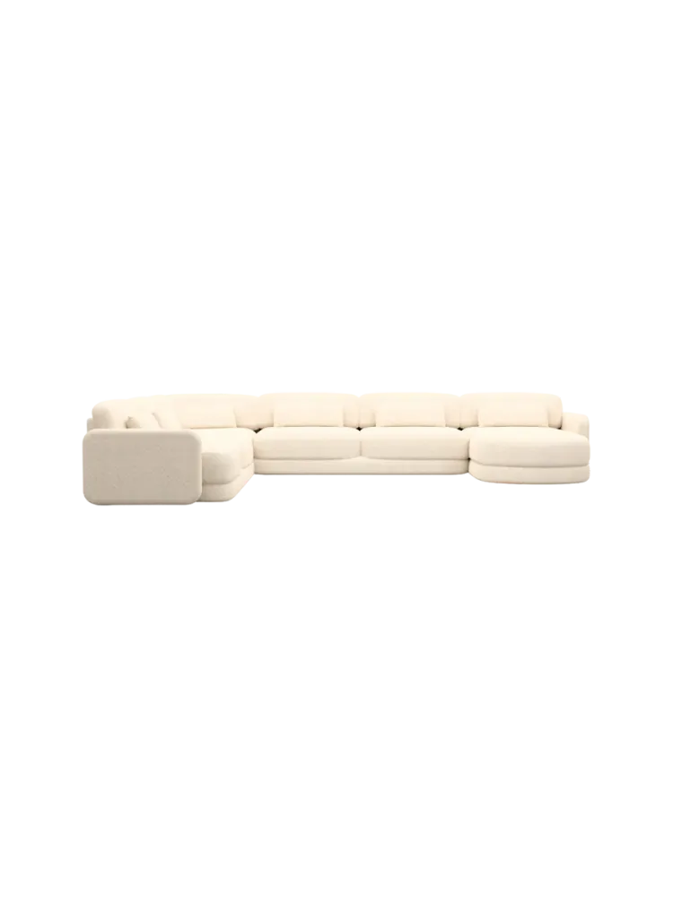 7-Sitzer Design Panorama-Sofa „Twiga XXL“ mit Strukturstoff-Bezug Strukturstoff Cream BLOOMINGLOFT Collection