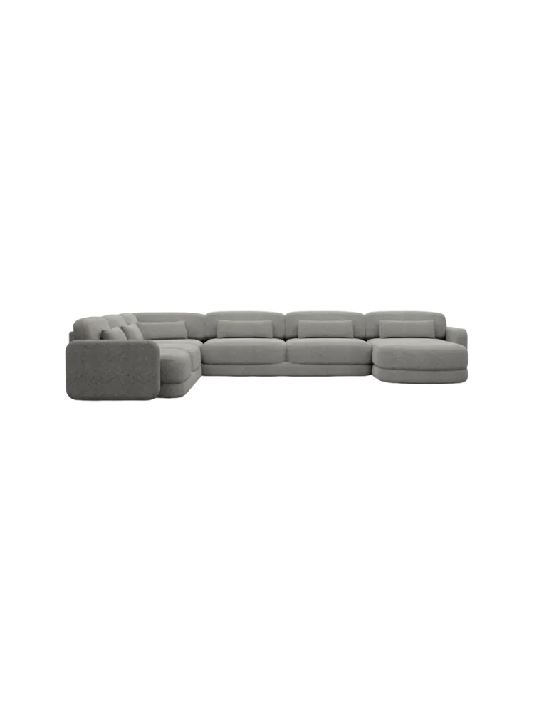 7-Sitzer Design Panorama-Sofa „Twiga XXL“ mit Strukturstoff-Bezug Strukturstoff Grau BLOOMINGLOFT Collection