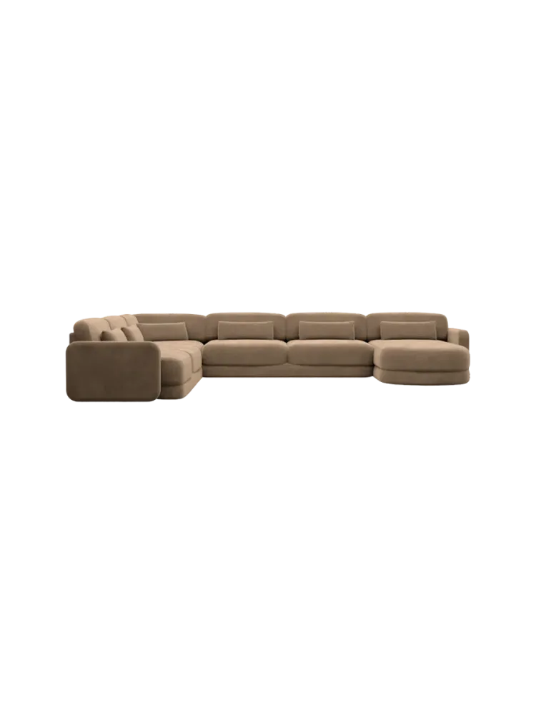 7-Sitzer Design Panorama-Sofa „Twiga XXL“ mit Samtbezug Samtbezug Braun BLOOMINGLOFT Collection