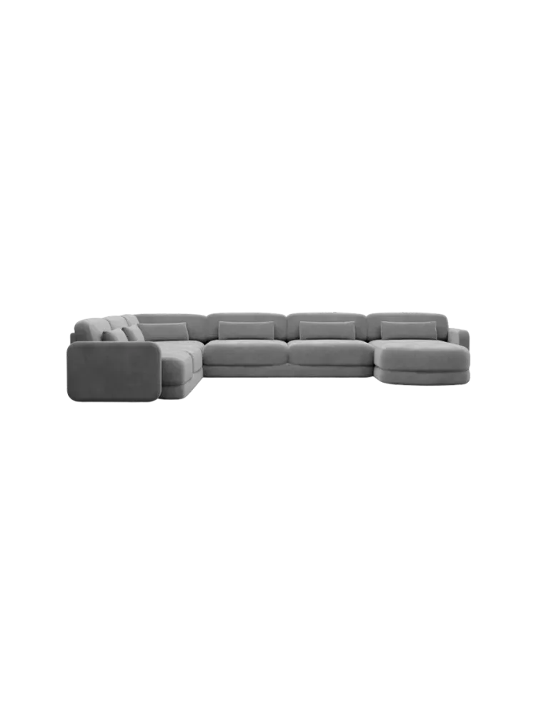 7-Sitzer Design Panorama-Sofa „Twiga XXL“ mit Samtbezug Samtbezug Dunkelgrau BLOOMINGLOFT Collection