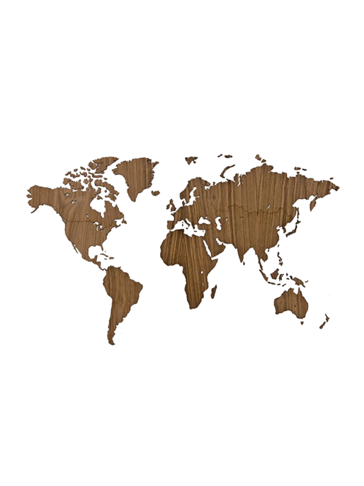 Design Wandobjekt „DIY Wooden World Map“ aus Nussbaumholz MiMi Innovations