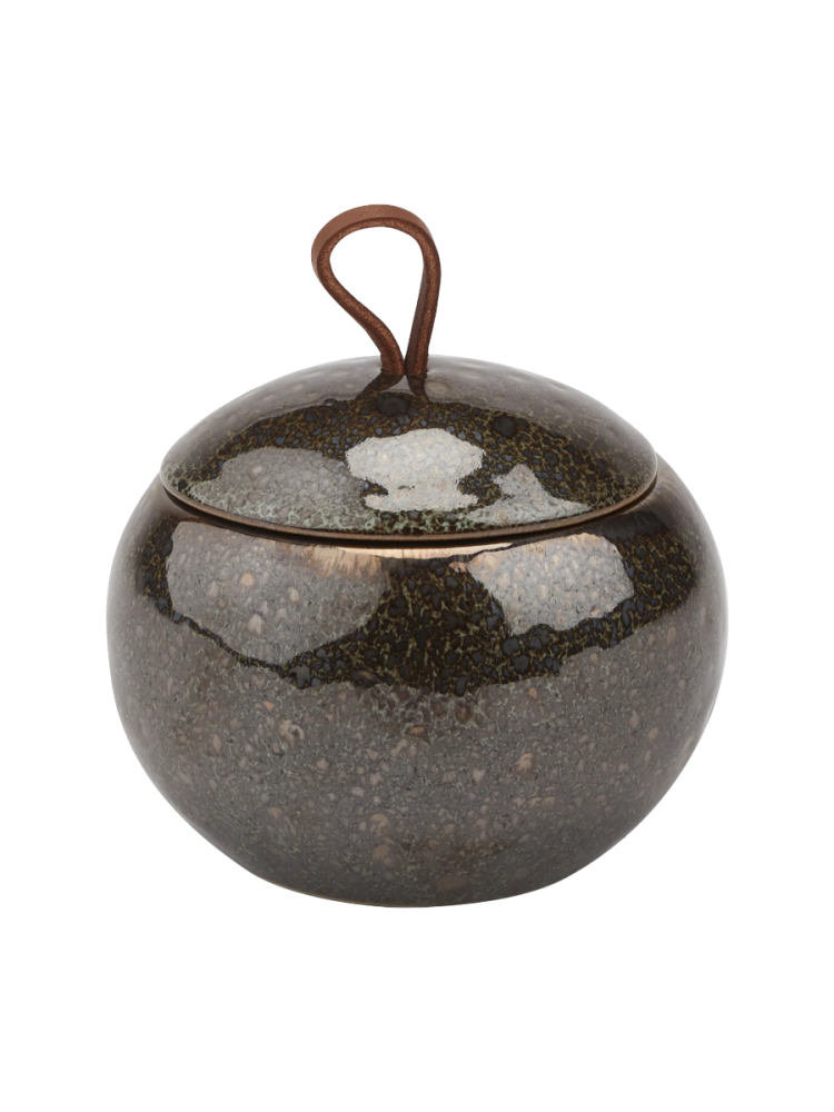 Handgefertigte Design Aufbewahrungsdose „Ugo“ aus Keramik, Vintage Bronze Aquanova