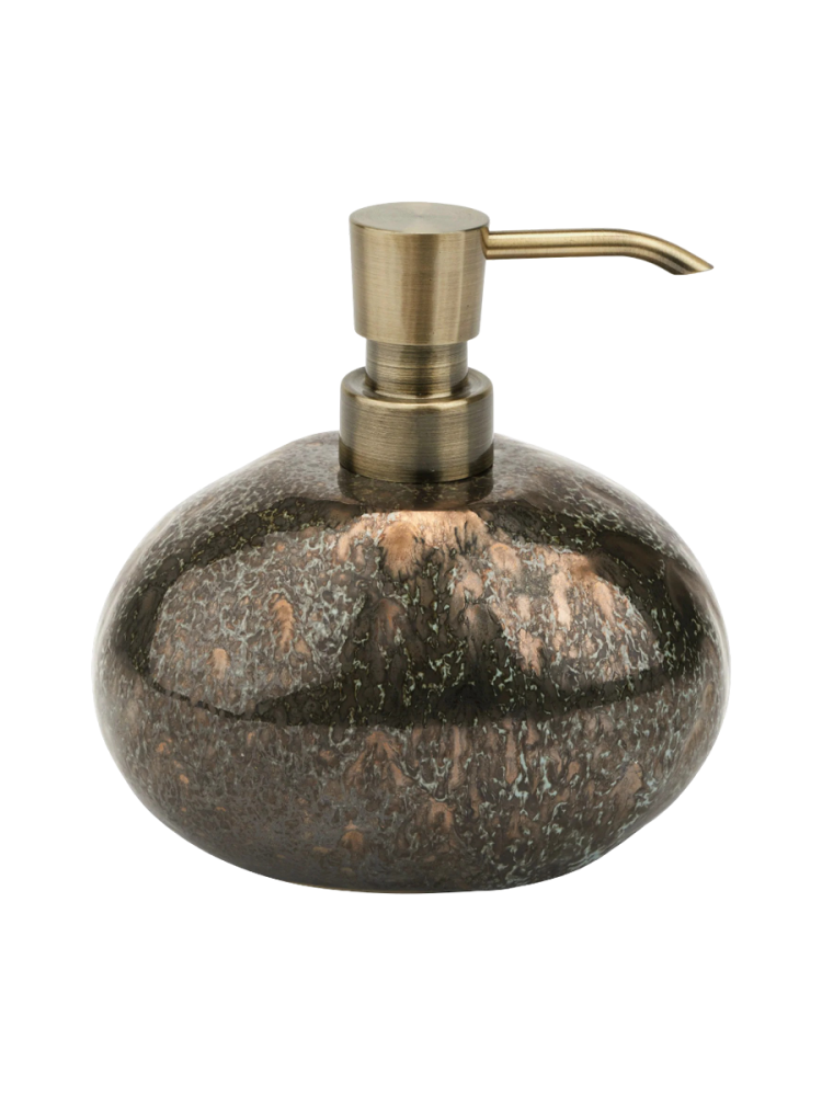Handgefertigter Design Seifenspender „Ugo“ 500 ml aus Keramik, Vintage Bronze Aquanova