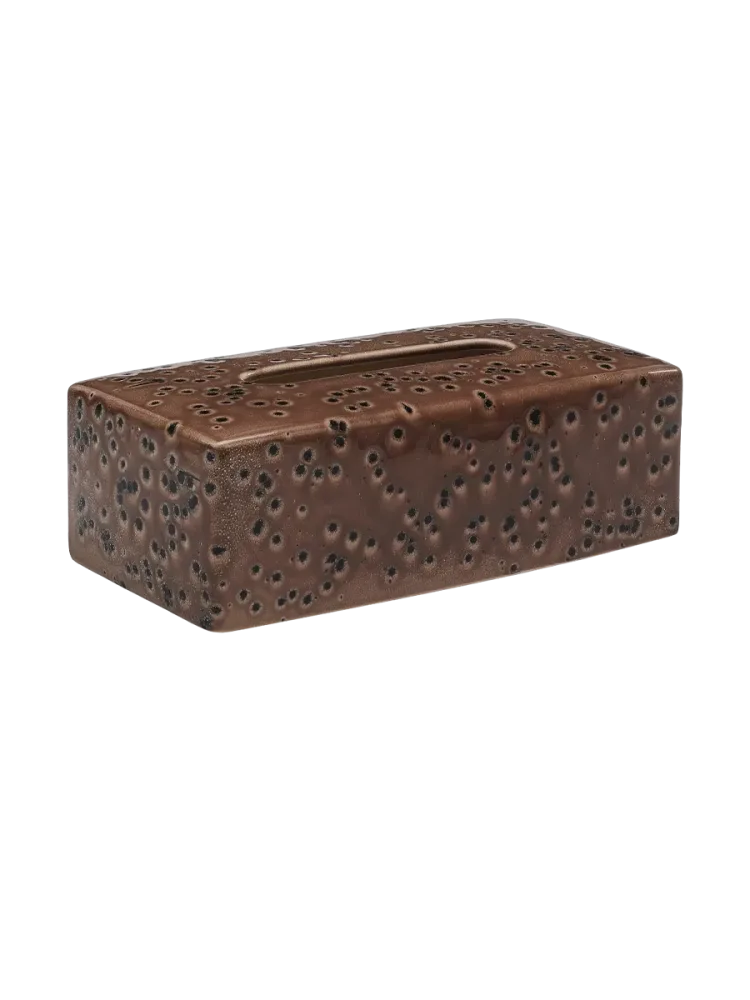 Handgefertigte Design Kosmetiktuchbox „Ugo“ aus Keramik, Camel Aquanova