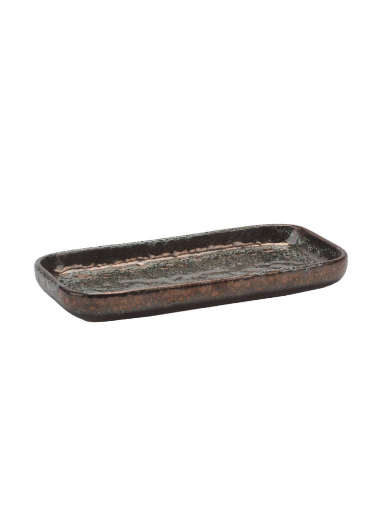 Handgefertigtes Design Bad-Tablett „Ugo“ aus Keramik, Vintage Bronze Aquanova