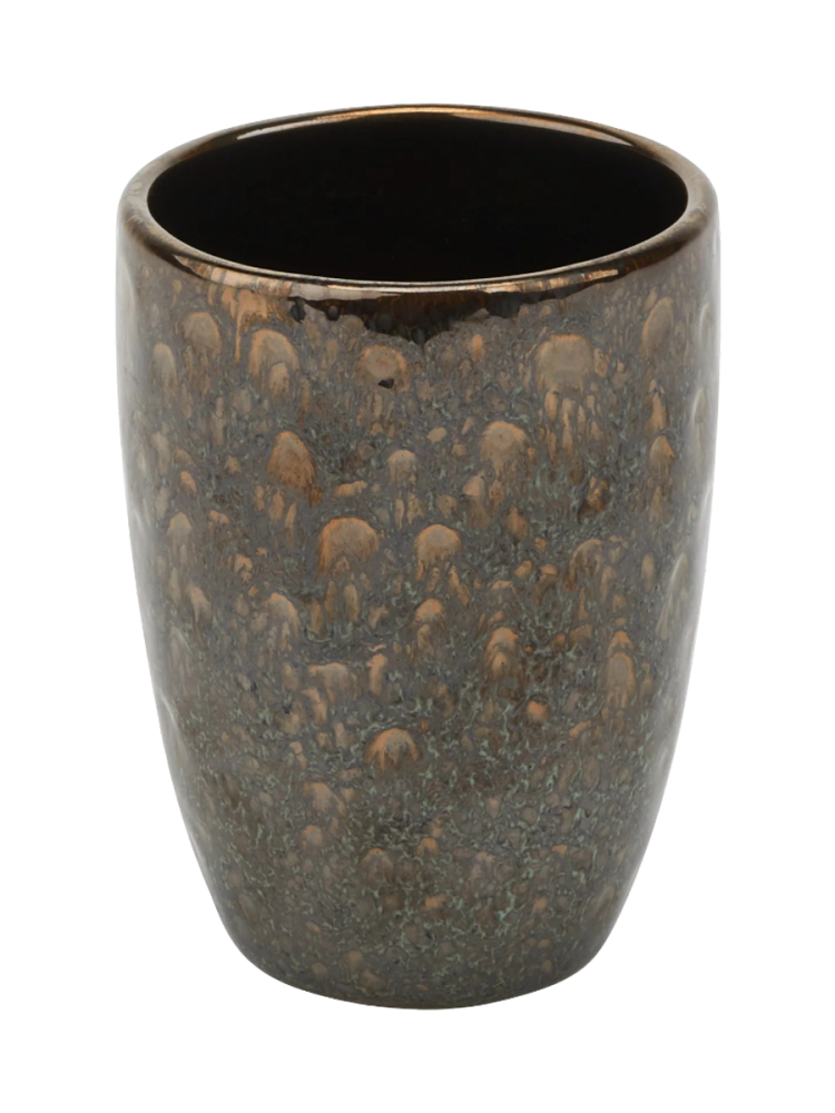 Handgefertigter Design Zahnputzbecher „Ugo“ aus Keramik, Vintage Bronze Aquanova