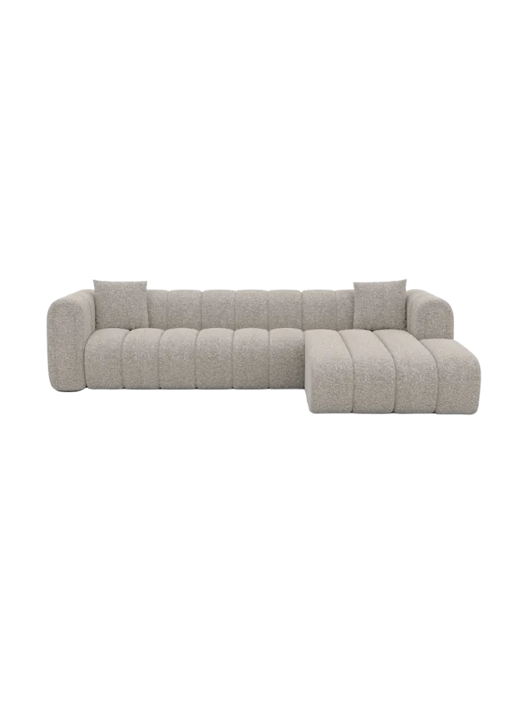 4-Sitzer Design Ecksofa „Zuma“ mit Bouclé-Bezug Bouclé White BLOOMINGLOFT Collection
