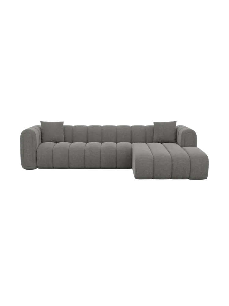 4-Sitzer Design Ecksofa „Zuma“ mit Strukturstoff-Bezug Strukturstoff Grau BLOOMINGLOFT Collection